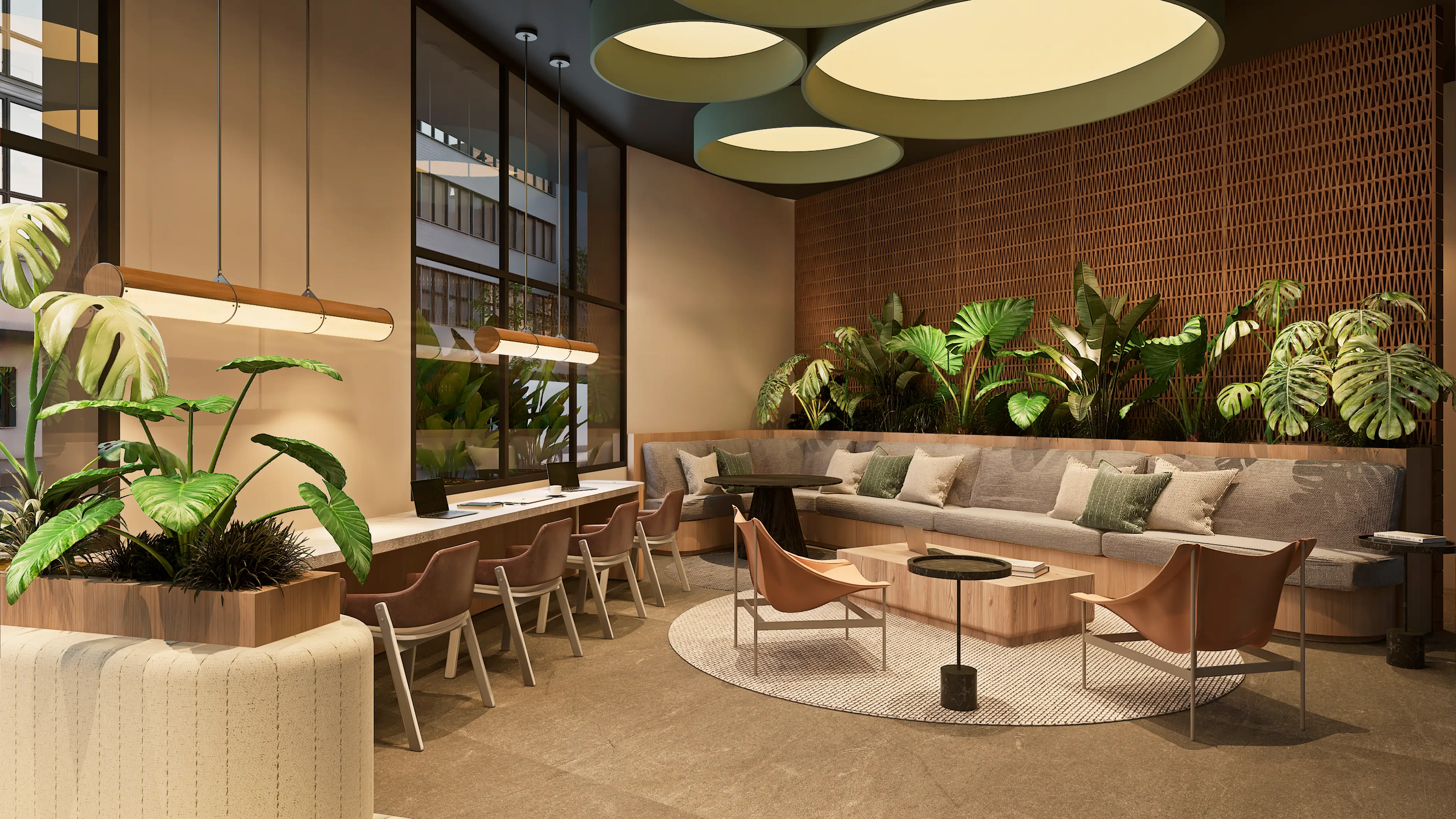 Mujer meditando sentada en área de yoga