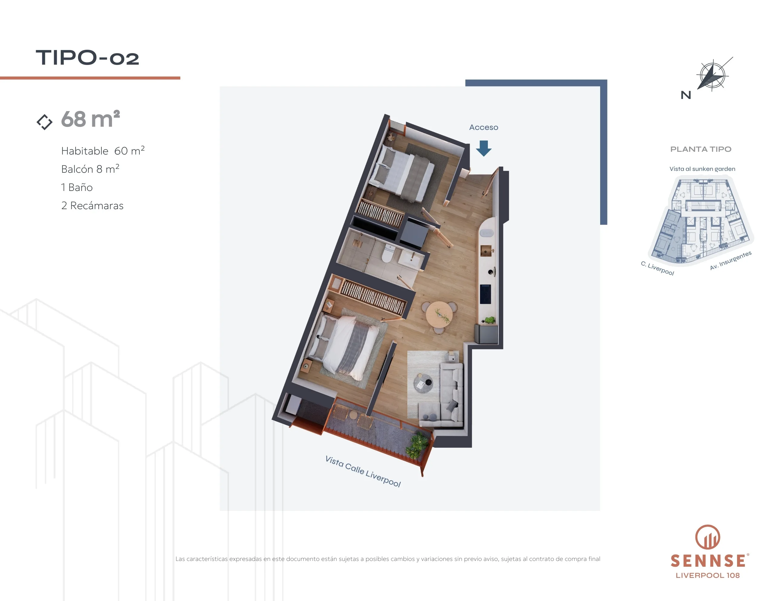 Tipología de departamento. Plano arquitectónico
