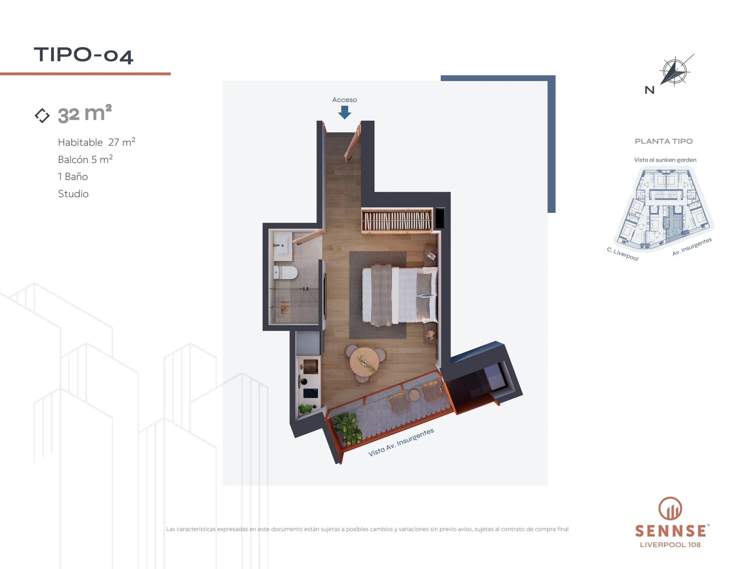 Tipología de departamento. Plano arquitectónico